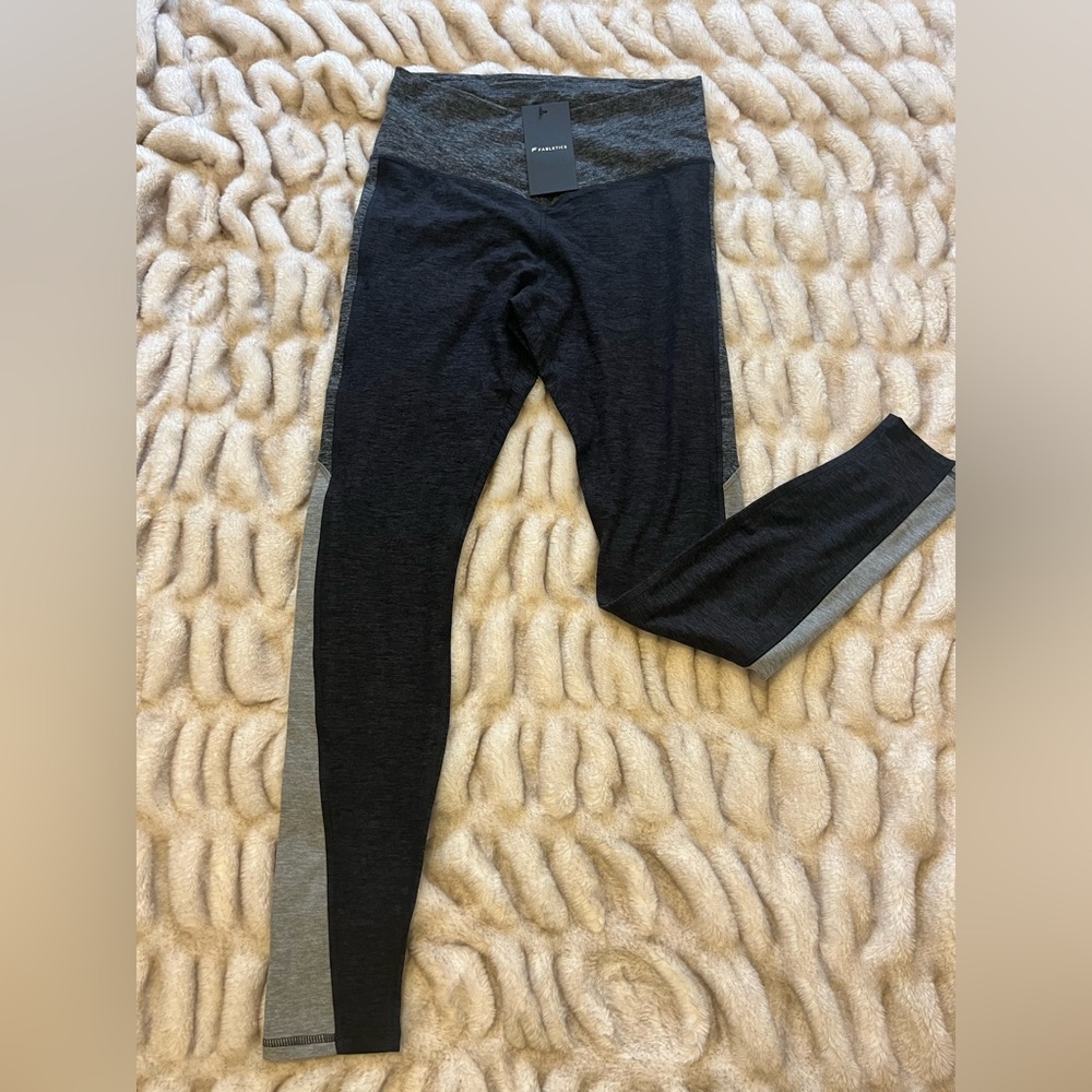 Fabletics Charcoal Heather and Black Leggings